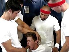 The new guy gets gangbanged in the locker room