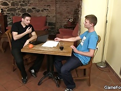 Oral exchange before gay cock riding