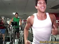 Gay fuck in public gym