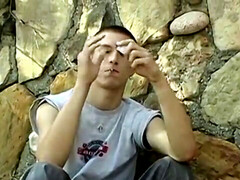 18yo smoker Yuri masturbates off before shooting spunk firm