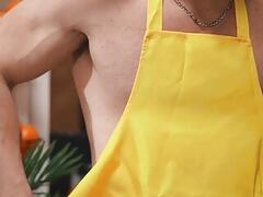 Gay bartenders having fun time in a smoothie shop - Joey Mills , Clark Reid