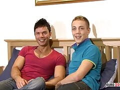 Attractive Europeans Dave and Jake anal breed after blowjob