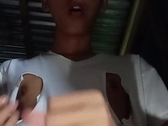 Filipino Red-hot Man Faps in Early Morning while Raining