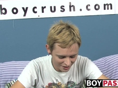 Inked twink Miles jerking off and stuffing dildo in his ass