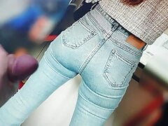 jeans girl butt cum tribute