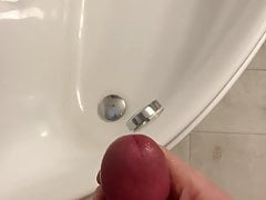 Squirt piss with hard cock in my bath