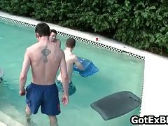 Gay groupsex by the swimmingpool