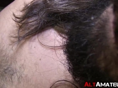 Viper strokes his hairy meat and spills a jizz on his stomach