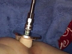 Locked sissy getting fucked by machine