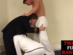 Skinny twunk sailors indulge in an intense bareback breeding session after a steamy blowjob and rimming