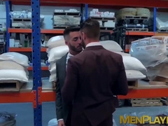 Classy studs go to the warehouse for hardcore analhammering