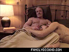 warm youngster stud Grandson With Athletic Body Sex With Grandpa In His Bed