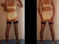 Fellow dressed in glorious underwear and pops on it