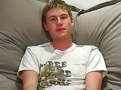 Stunning teen jerks off his thick cock