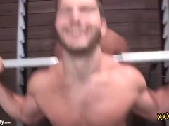 Hot Dudes Tanner And Chad Showing Their Bubbly Huge Cock While Working Out