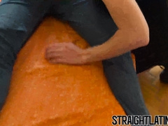 Straight Latino dude gets two cocks in double penetration