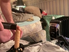 Stuffing my backdoor with a vibrating strap-on dildo for some solo fun. Delicious!