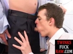 Nerdy lad fellating before sans a condom fuck-fest at school in duo