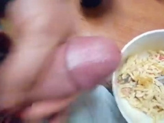 Hj & Jizz Flow On Pasta Plate And Slurping It