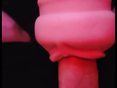 Sissy ass getting pounded by Big squirting dildo