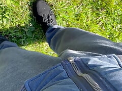 Outdoor gay dick showing off