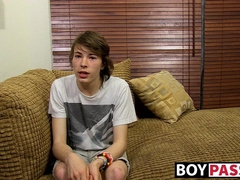 Long haired guy with a shaved asshole has fun with sex toys