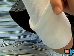 Abnormal homo guy fumbles his soles and milks trouser snake solo