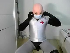rubber doll unmasking wank