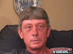 Skinny and handsome senior jerks off his cock after work