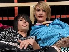 Blowjob turns into some rough anal with two emo twink dudes