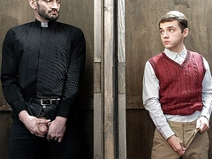 Horny priest ass fucks young lad during confession