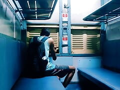 Sexy gay men flashing his dick in public train cumshot