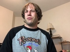 Alpha male instructs submissive to gobble BBQ sauce-covered face