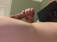 Solo fellow eyeing porno, edging and money-shot