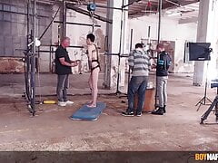 Restrained and blindfolded twink Avery Monroe wax tormented
