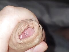 Close up POV of uncut dick and cumshot