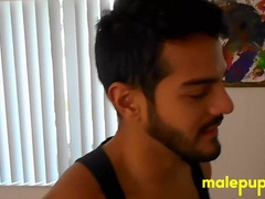 Dad And Young Man Strapped Each Other