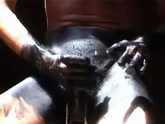 Blowjob with black paint