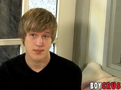 Youthful Light-Haired Interviewed before Solo Onanism