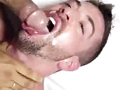 A black cock cums in white mouth