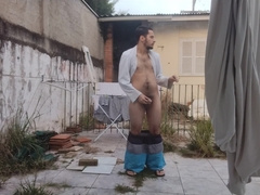 Boy unwrapping to urinate and Smoke / fetish guy