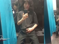 Jon Arteen shoots massive load in shopping mall changing room while wearing Nike Air Risky Public teen sneakers