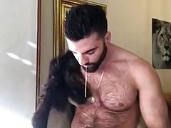 Hairy straight guy got big cock to show off.