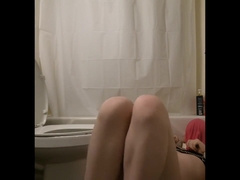 pitiful plump femboy left manacled in shower to be used