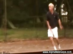 Stud sucks muscle cock after tennis match