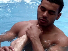 Latin muscle studs tease and fuck in the pool