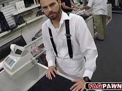 Straight desperate guy sucking cock in public store