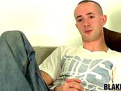 inexperienced British jock with large muscles Jacob H solo milking