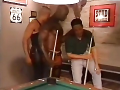 Interracial Threesome on Pool Table