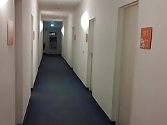 Guy risky masturbate and cum in the hotel corridor